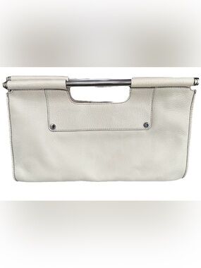 Rare Vintage Y2K Banana Republic Leather Bar Bag Pebbled Bone White